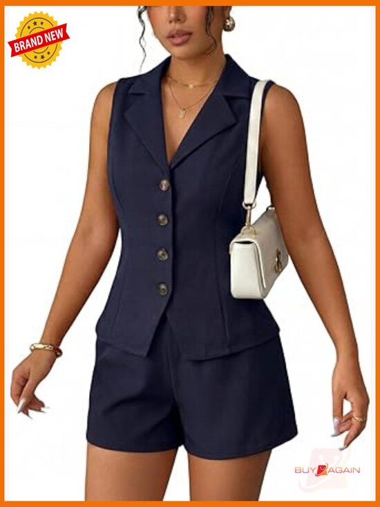 Other - Sleeveless Vest and Shorts Set for Women Dressy Business Work 2 Piece Suit
